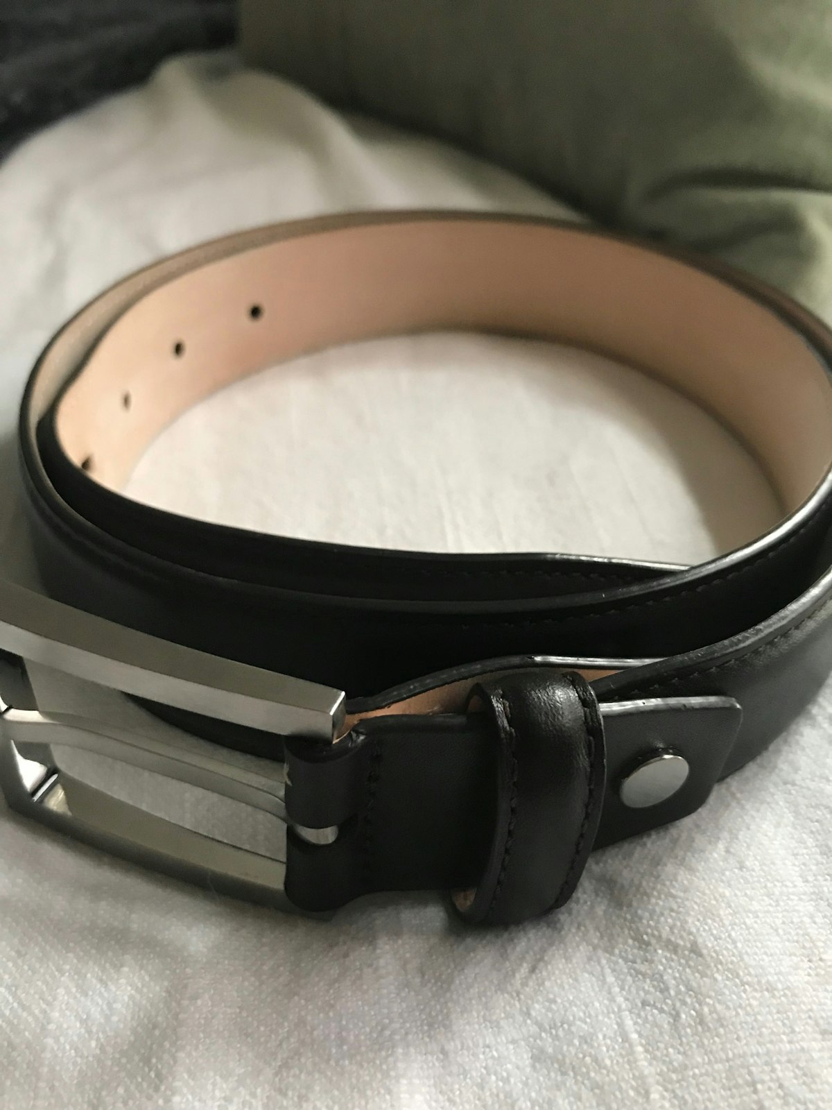 Enzo Italian Square Buckle Napa Leather Belt