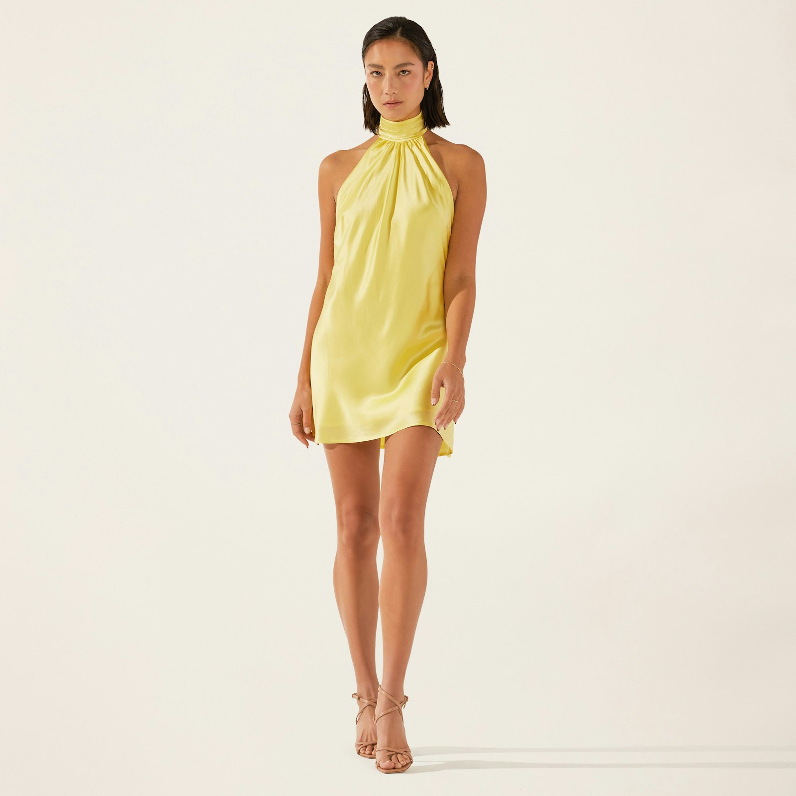 Priscilla Silk Halter Mini Dress
