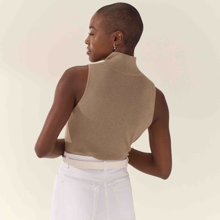 Martine Featherlight Silk-Cashmere Knit Mock Neck