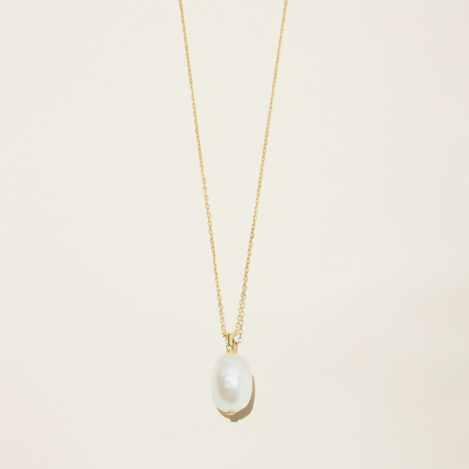 14k Solid Gold Baroque Cultured Pearl Drop Chain