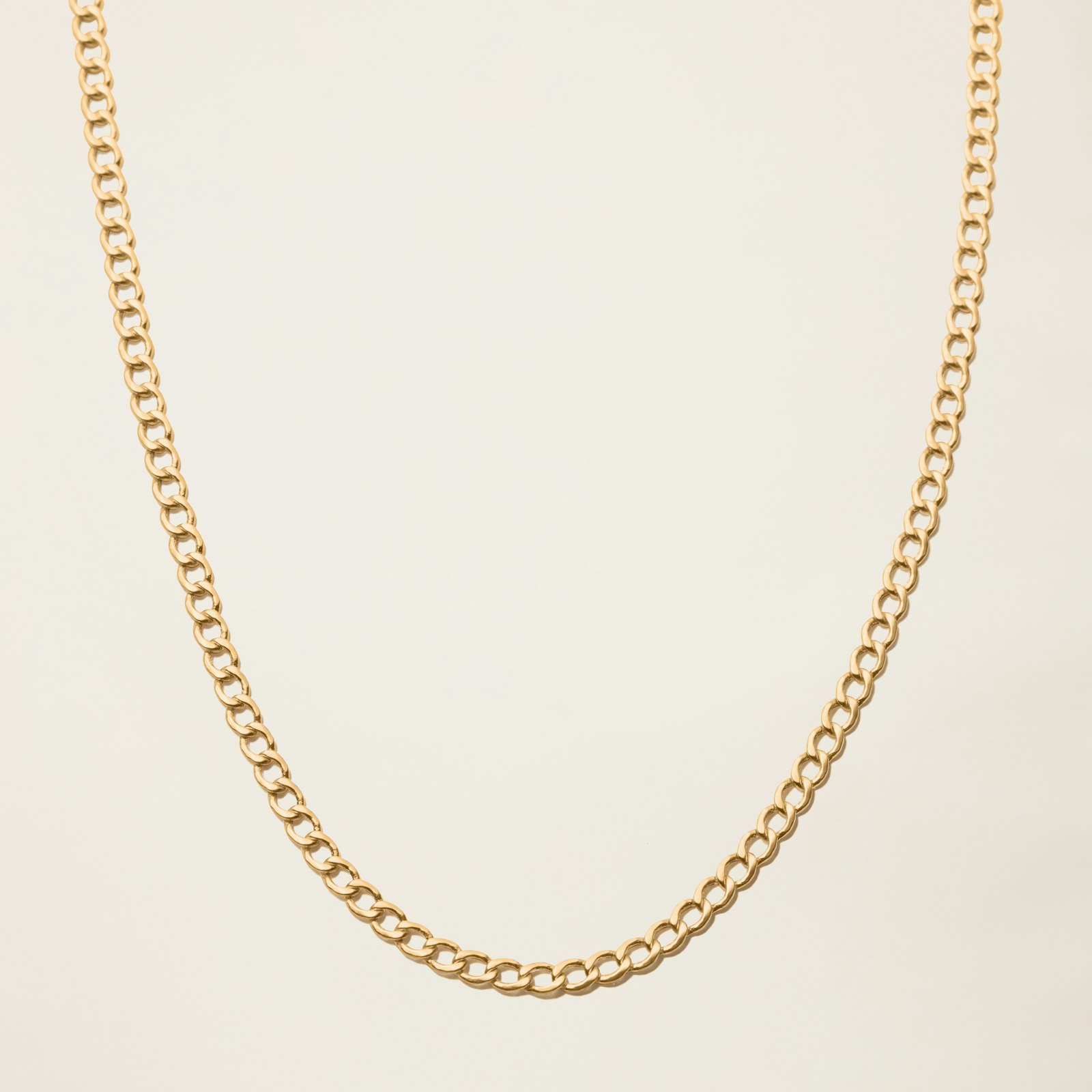 14k Solid Gold Curb Chain Necklace