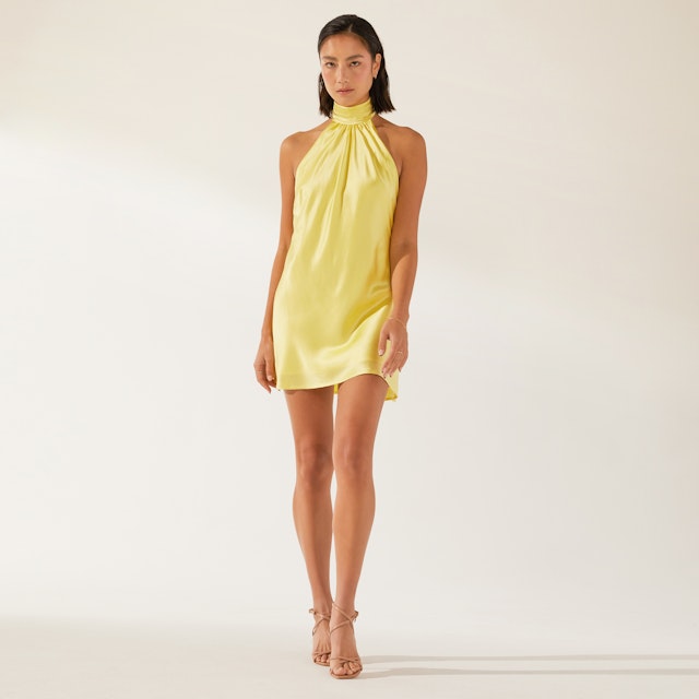 Priscilla Silk Halter Mini Dress