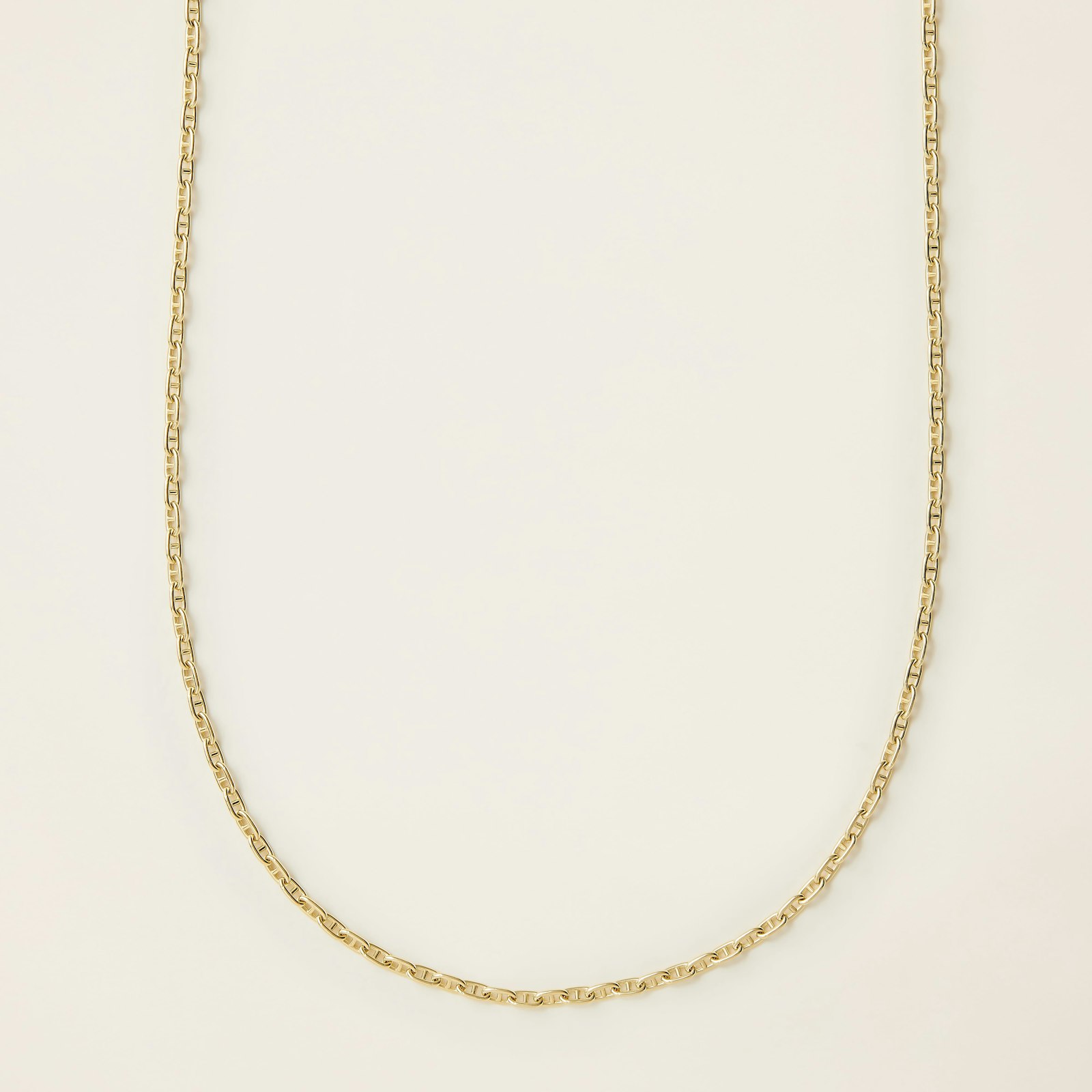 14k Solid Gold Puffed Mariner Chain Necklace