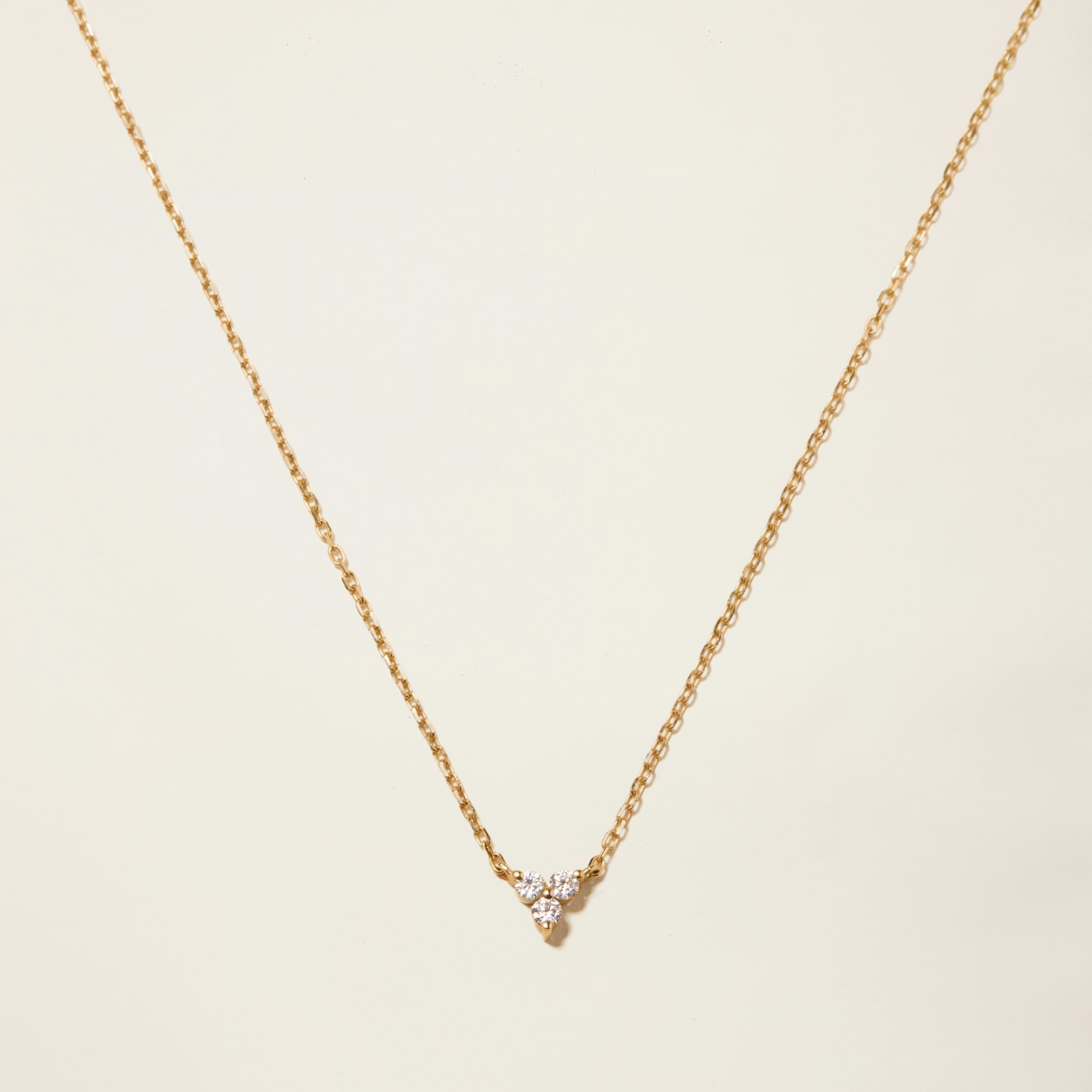 14k Solid Gold Diamond Triplet Necklace
