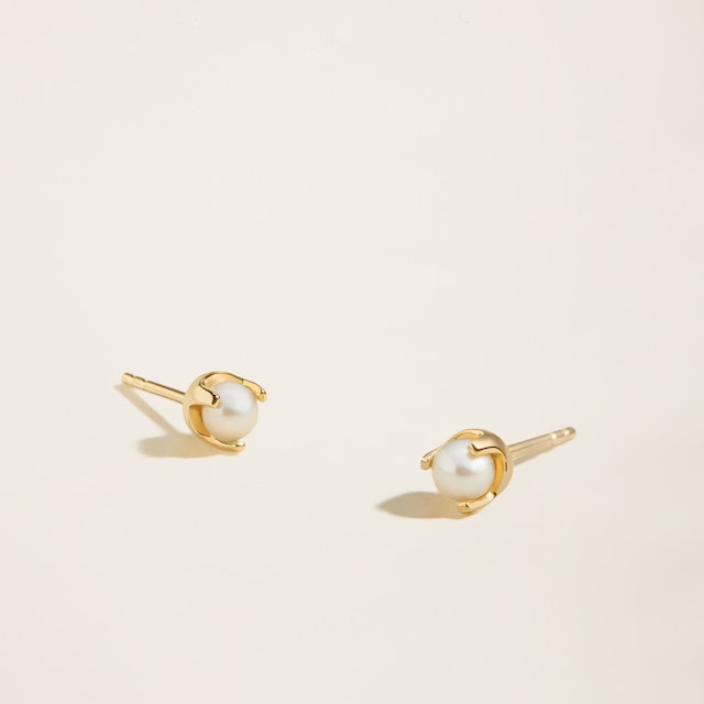 14k Solid Gold Cultured Petite Pearl Studs