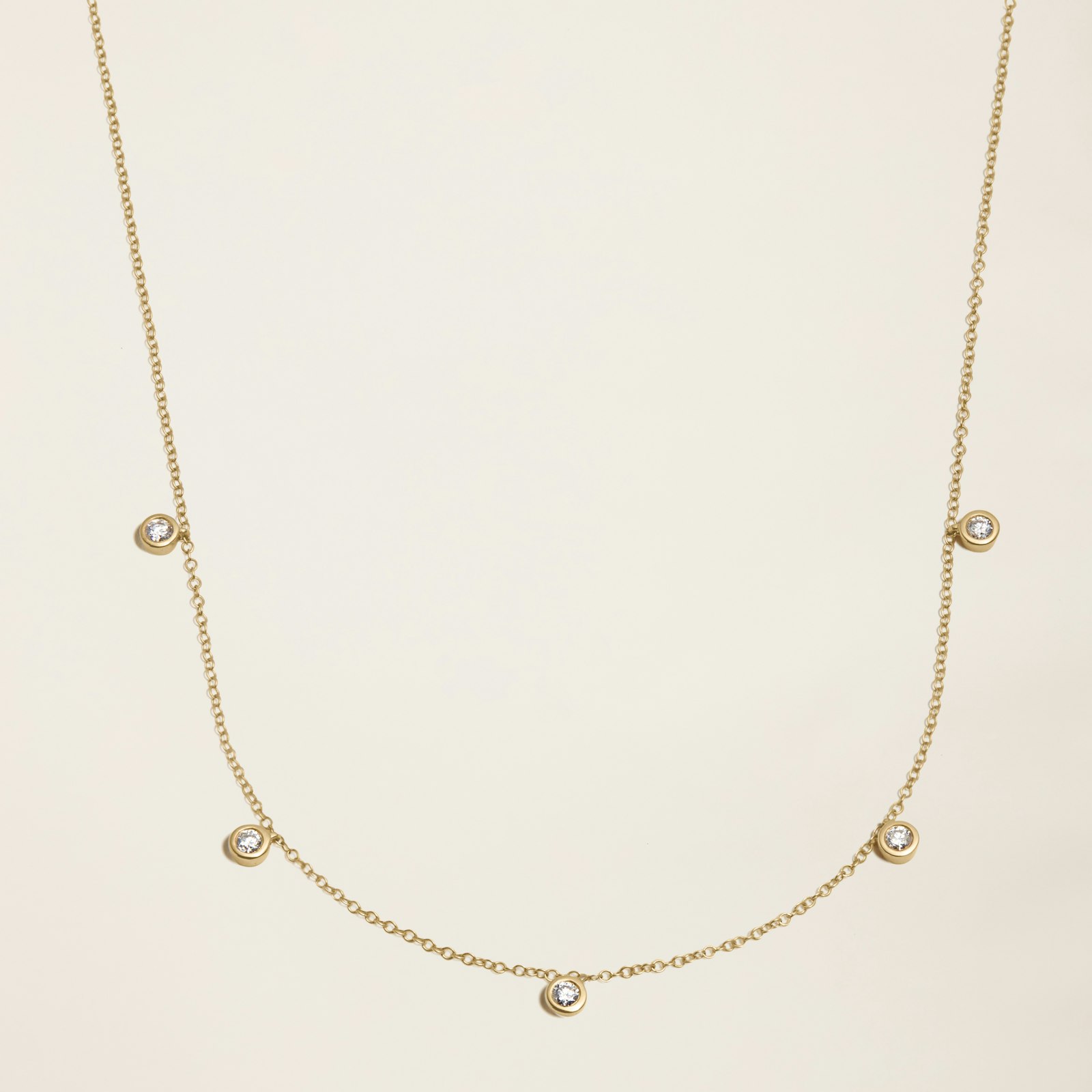 14k Solid Gold Diamond Five-Stone Necklace