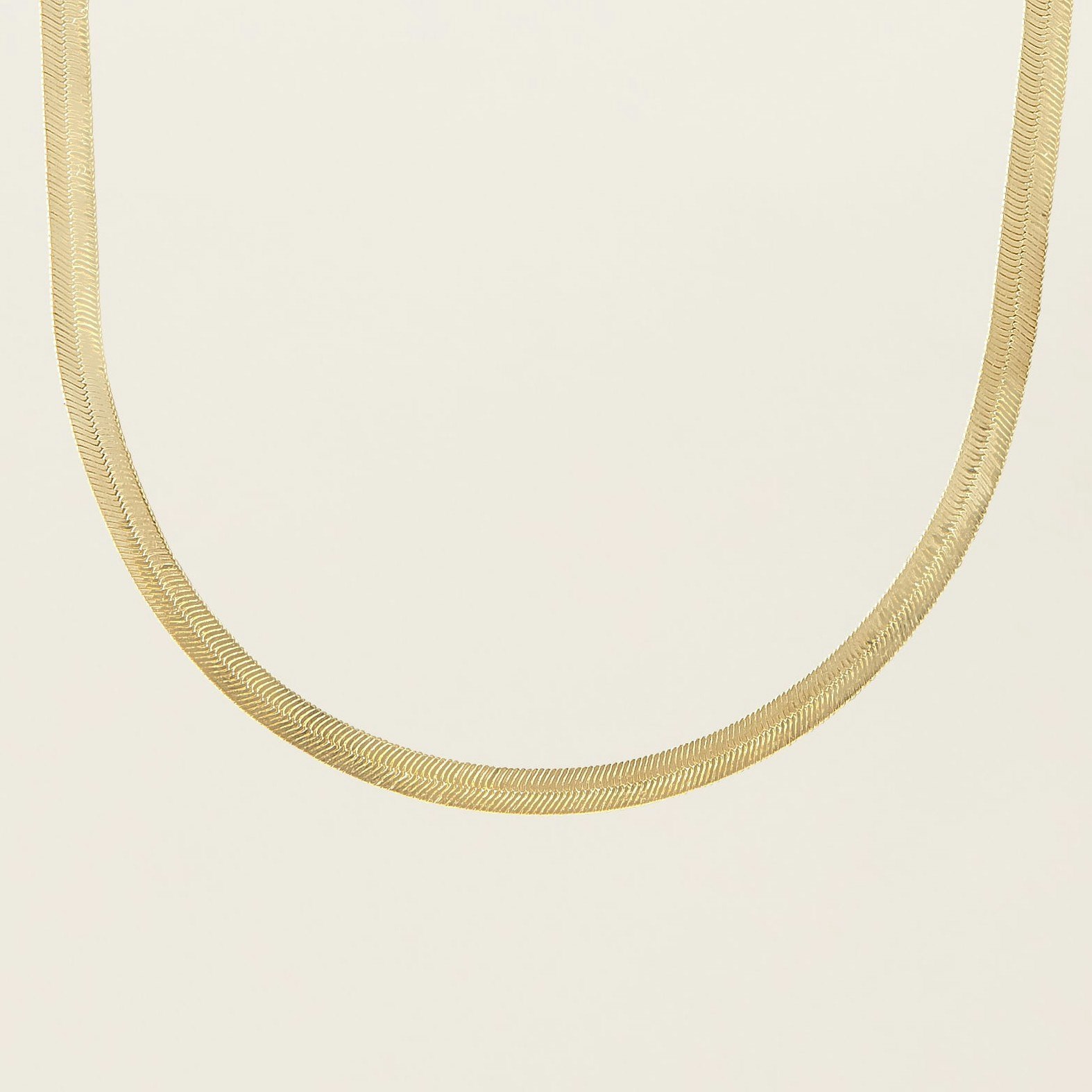 14k Solid Gold Herringbone Chain Necklace