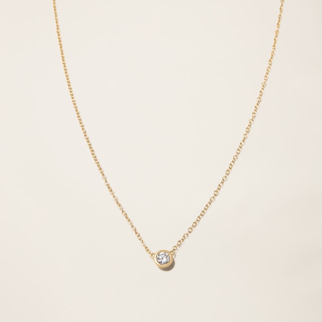 14k Solid Gold Diamond Solitaire Necklace