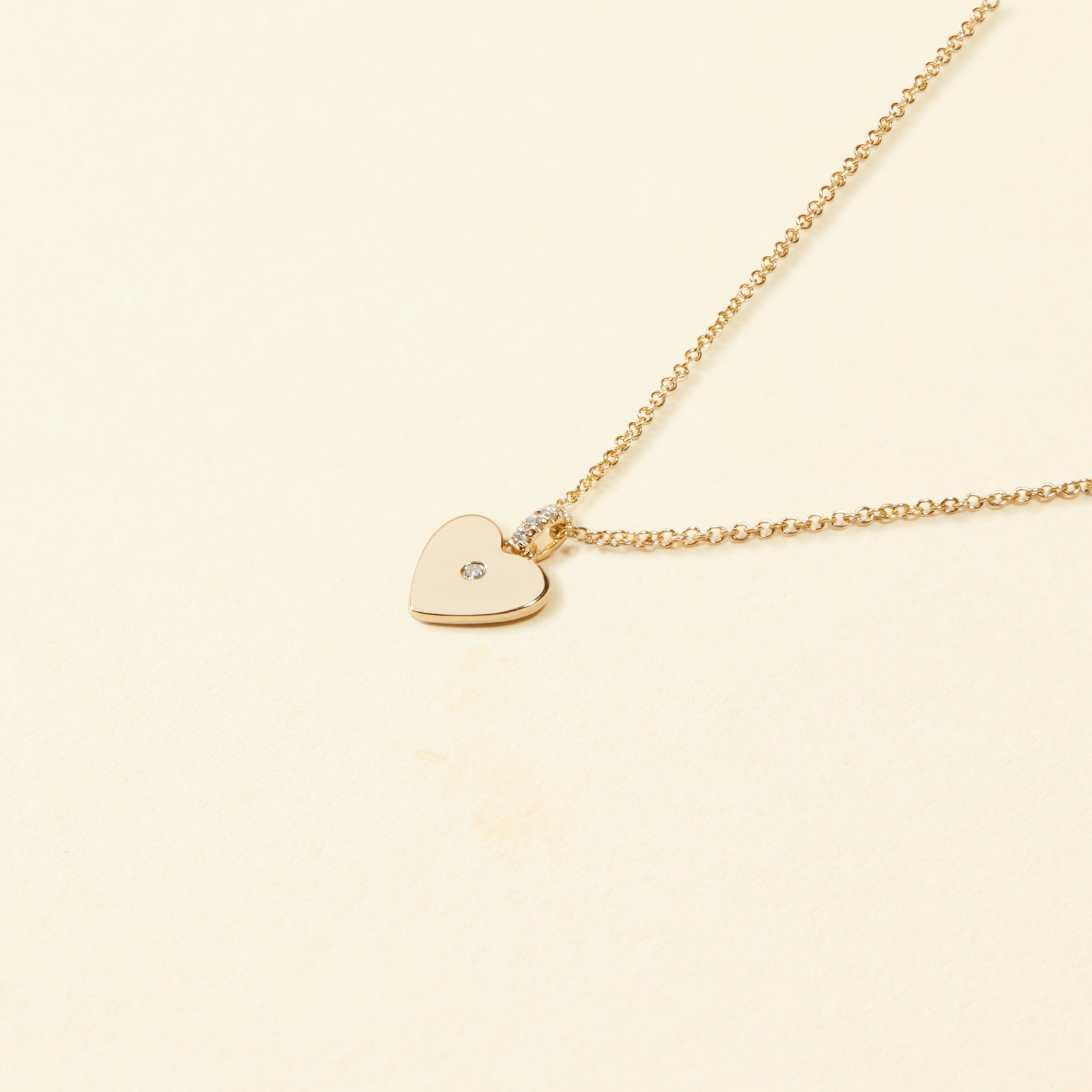 14k Solid Gold Natural Adore Diamond Heart Necklace