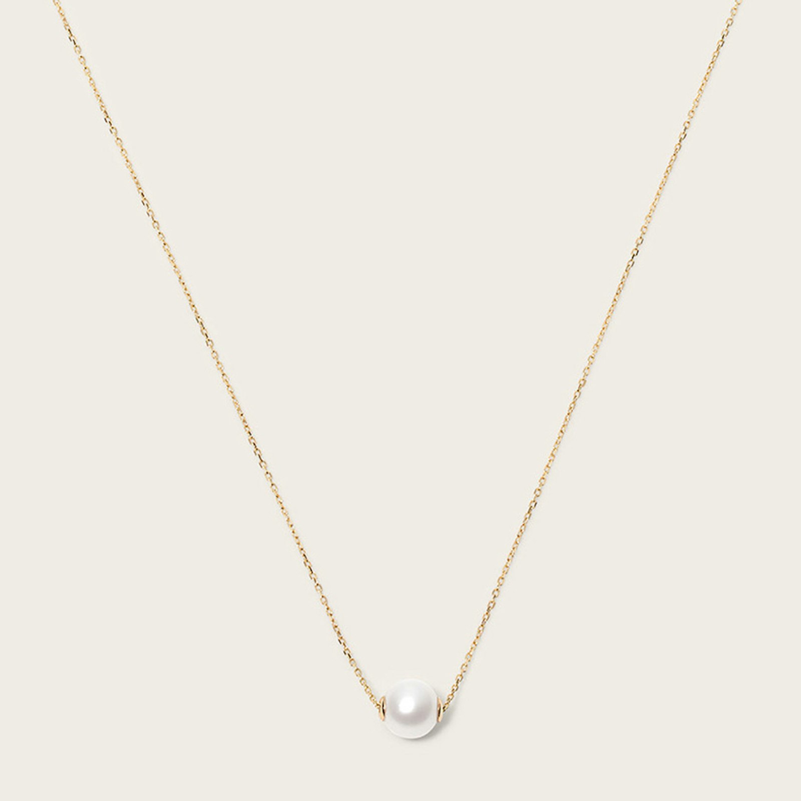 14k Solid Gold Cultured Pearl Solitaire Necklace