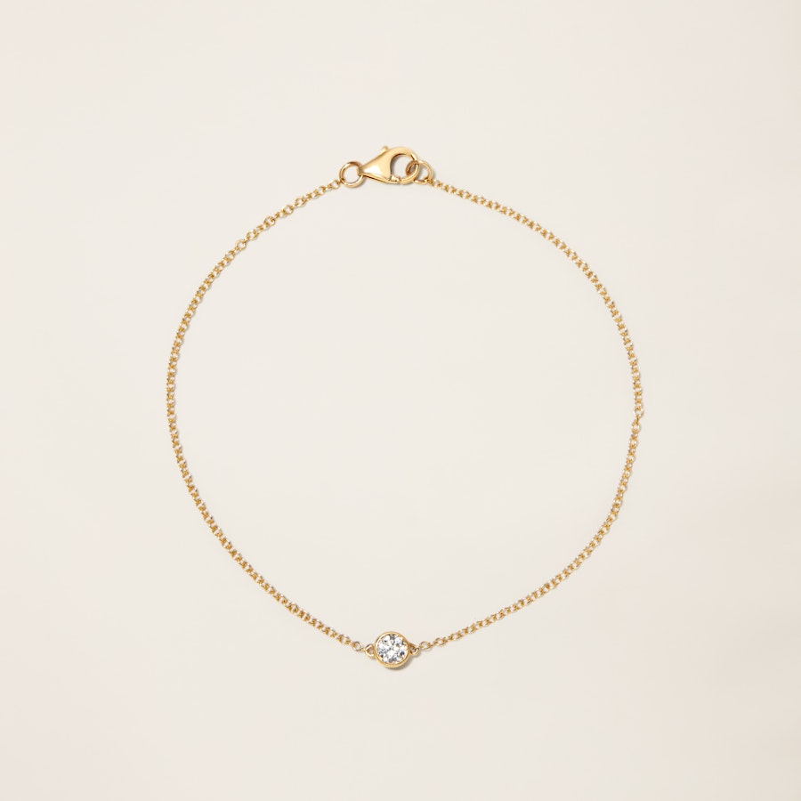 14k Solid Gold Diamond Solitaire Bracelet