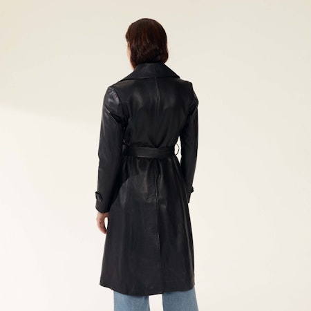 Mia Italian Lambskin Suede Leather Trench Coat