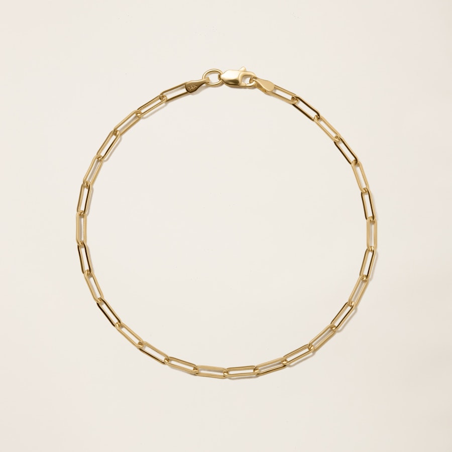 14k Gold Paper Clip Bracelet, Zoe Lev Jewelry, Gold  