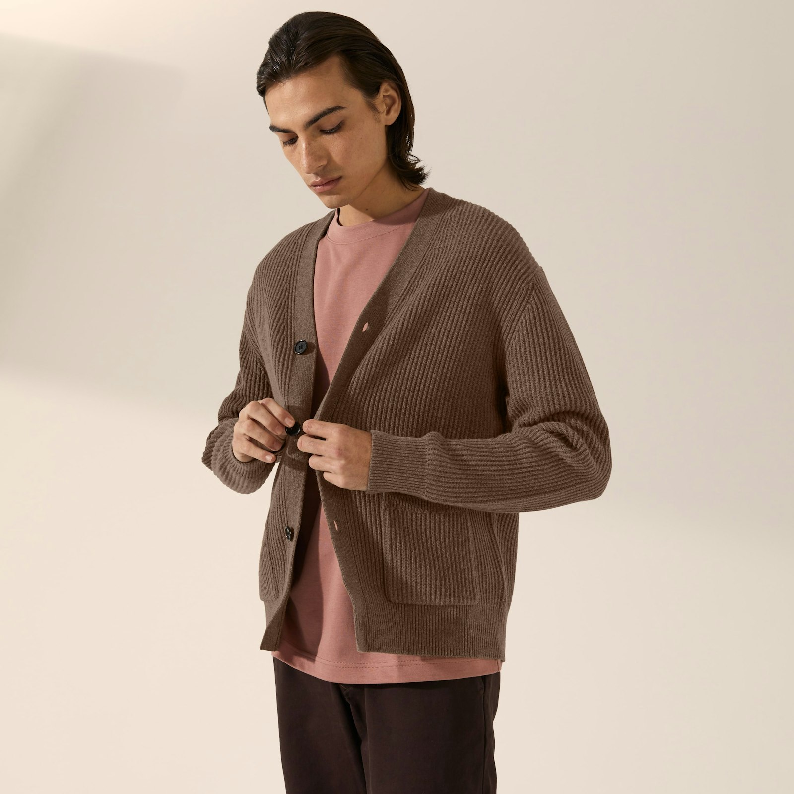 Ethan Wool-Cashmere Ribbed Cardigan