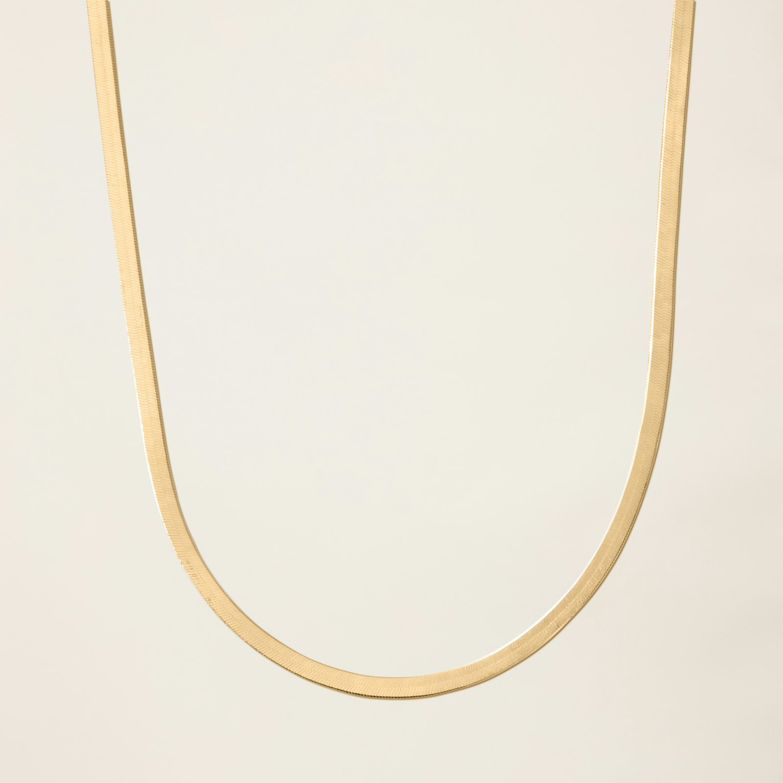14k Solid Gold Herringbone Chain Necklace