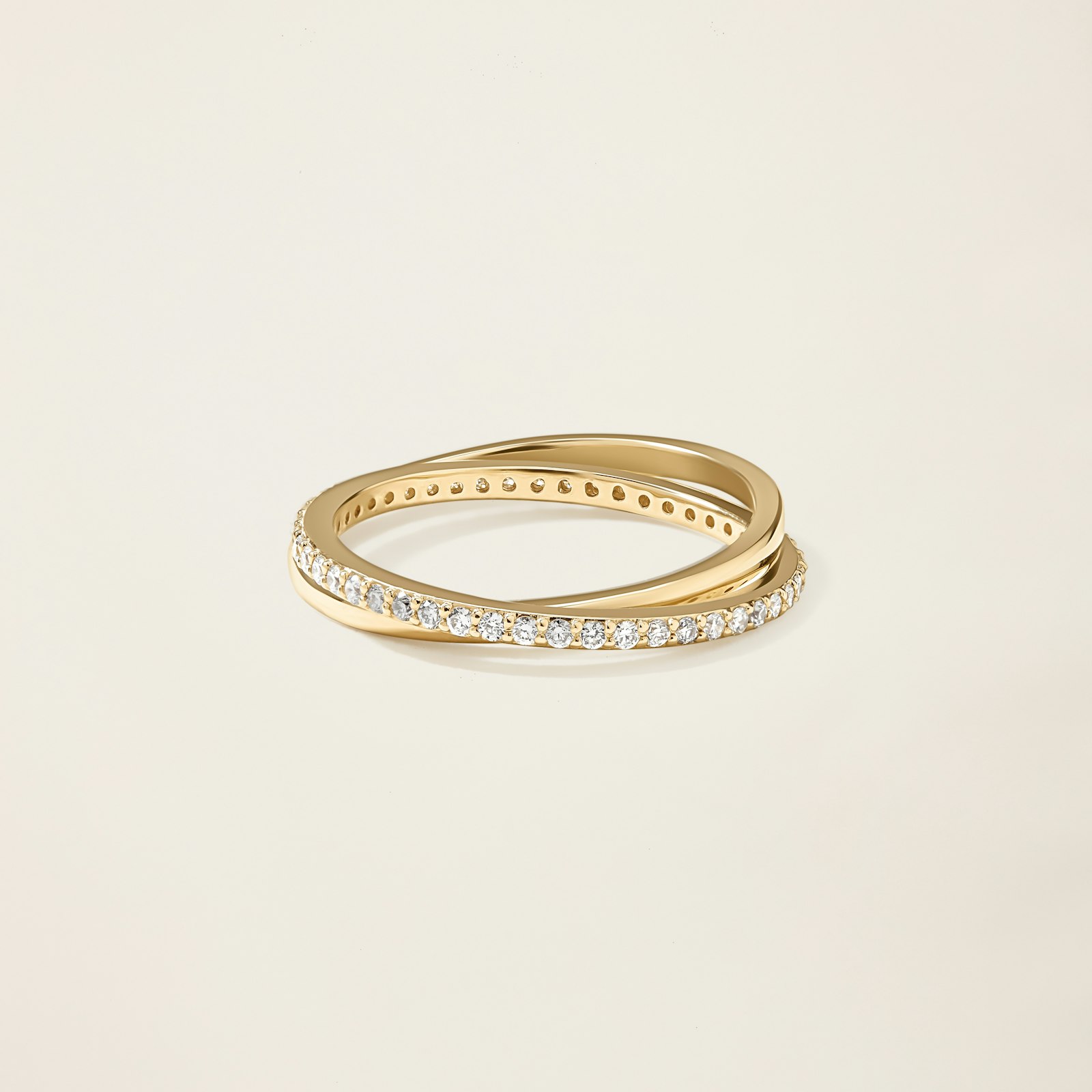 14k Solid Gold Diamond Interlocking Ring